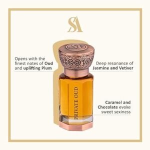 SWISS ARABIAN Private Oud for Unisex - Sultry Gourmand Concentrated Perfume Oil - Luxury Fragrance From Dubai - Long Lasting Artisan Perfume With Notes Of Plum, Rose, Vetiver And Vanilla - 0.4 Oz